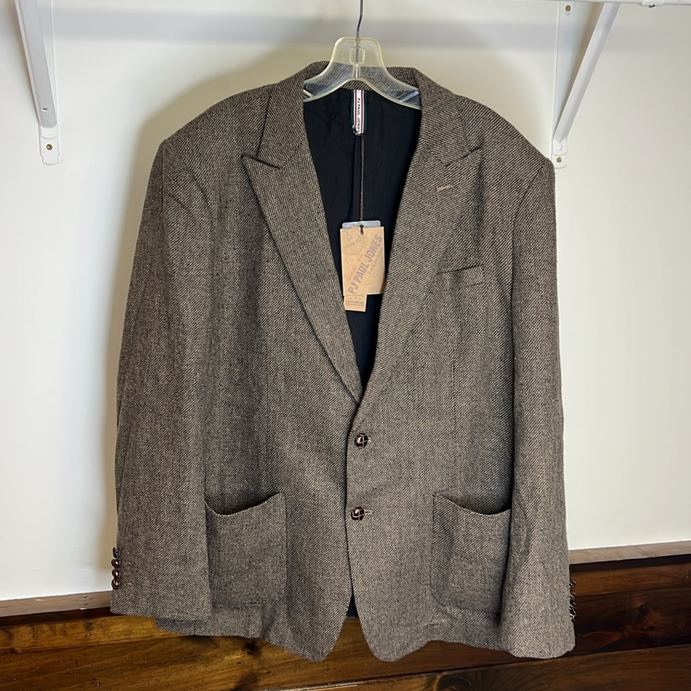 NWT PJ PAUL JONES Herringbone Tweed Blazer Wool‎ Blend Two Button Sport Coat- XL